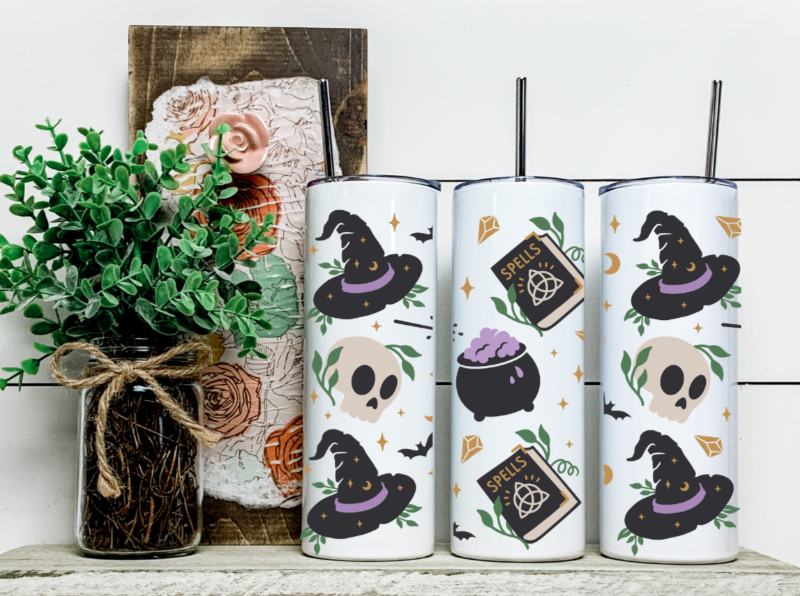 20 oz witch skull tumbler